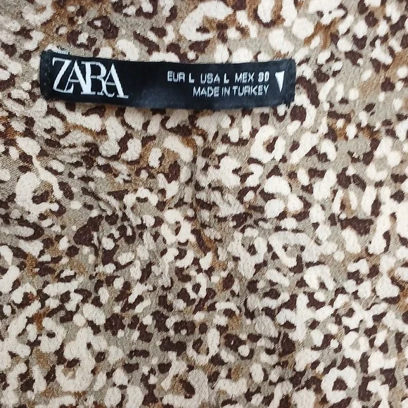 Zara Button Front Wrap Print Mini Dress/ Size L - Picture 8 of 10